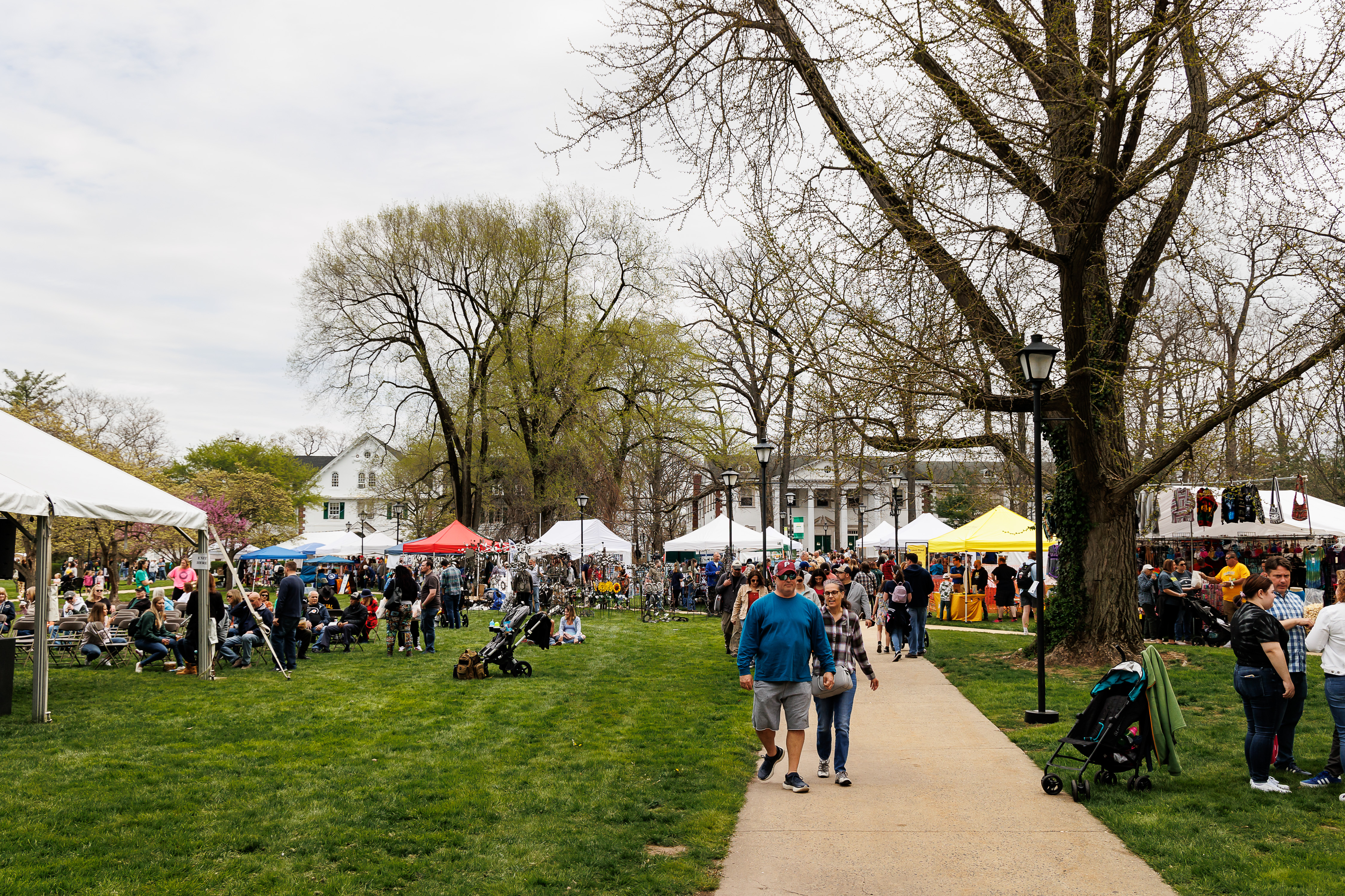Tents are set up at A-Day on the quad. 