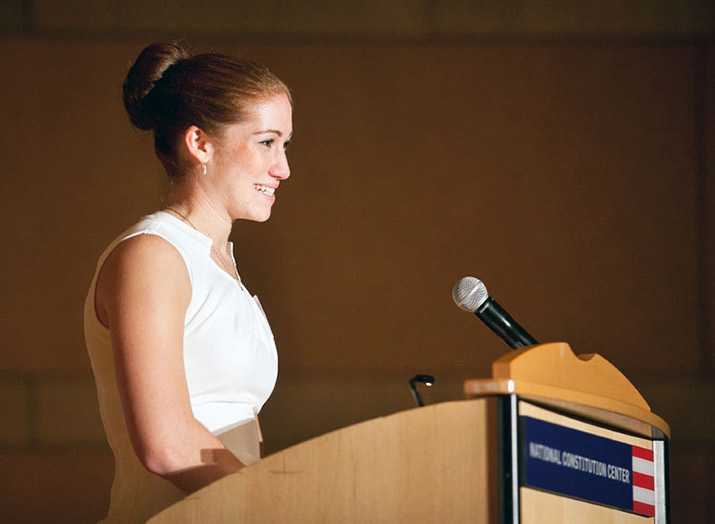 Alexis speaking at the capital campaign kickoff.