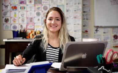 A student working on a computer