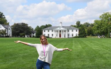 An international student on the quad.