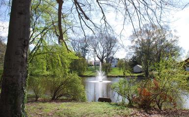 Lake Archer with a moving fountain. 