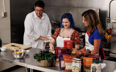 Arabella Benducci '23 with Chef Deluty on the set of Chef's Kitchen