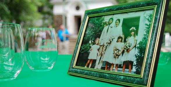 The Larsson Family, at Delaware Valley University, in front of the chapel. 