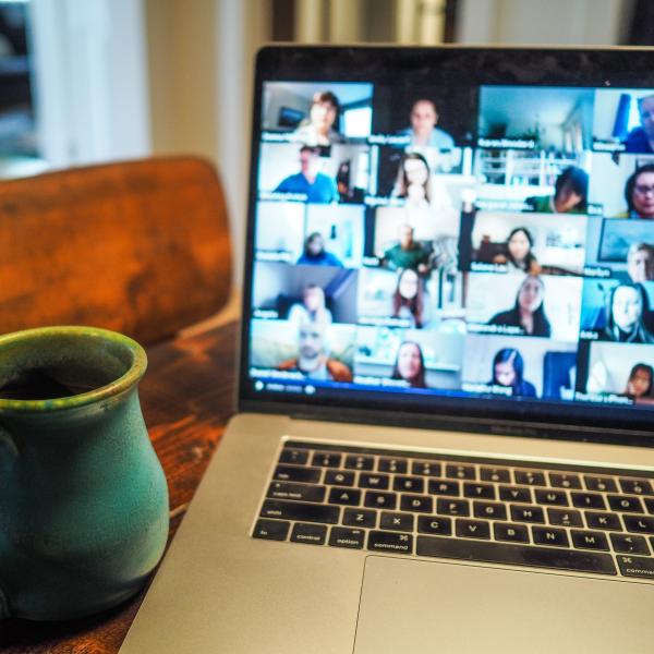 Virtual session on Zoom on laptop