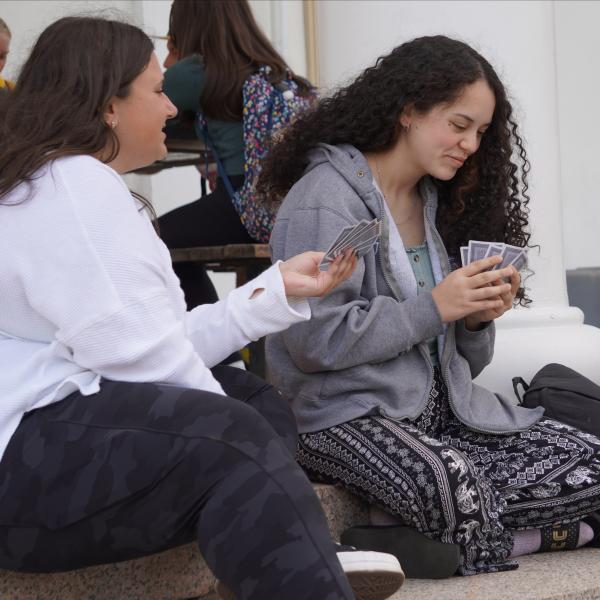 honors students playing cards