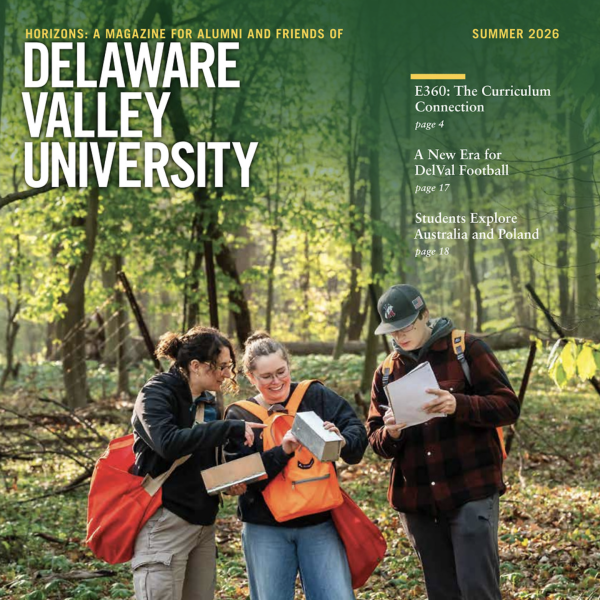 Summer 2026 Horizons Cover of three students learning outdoors surrounded by trees. 