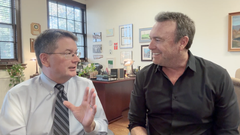 Dr. Rusiloski and Alex Boylan in Coffee with College Presidents