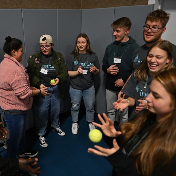 Students playing a game at Leadershape