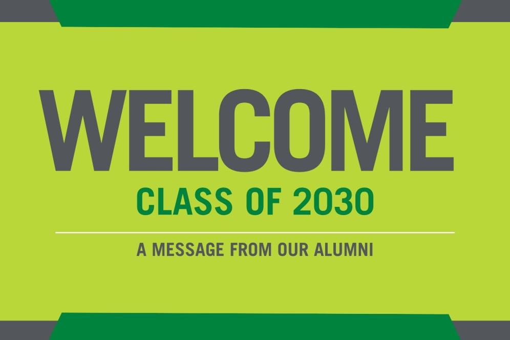 A welcome to the class of 2030 graphic. 
